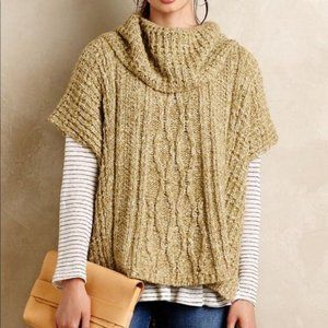 Anthropologie Beige Cable Knit Cowl Poncho
